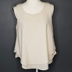 PAPER CRANE Ivory Layered swing tank top Small